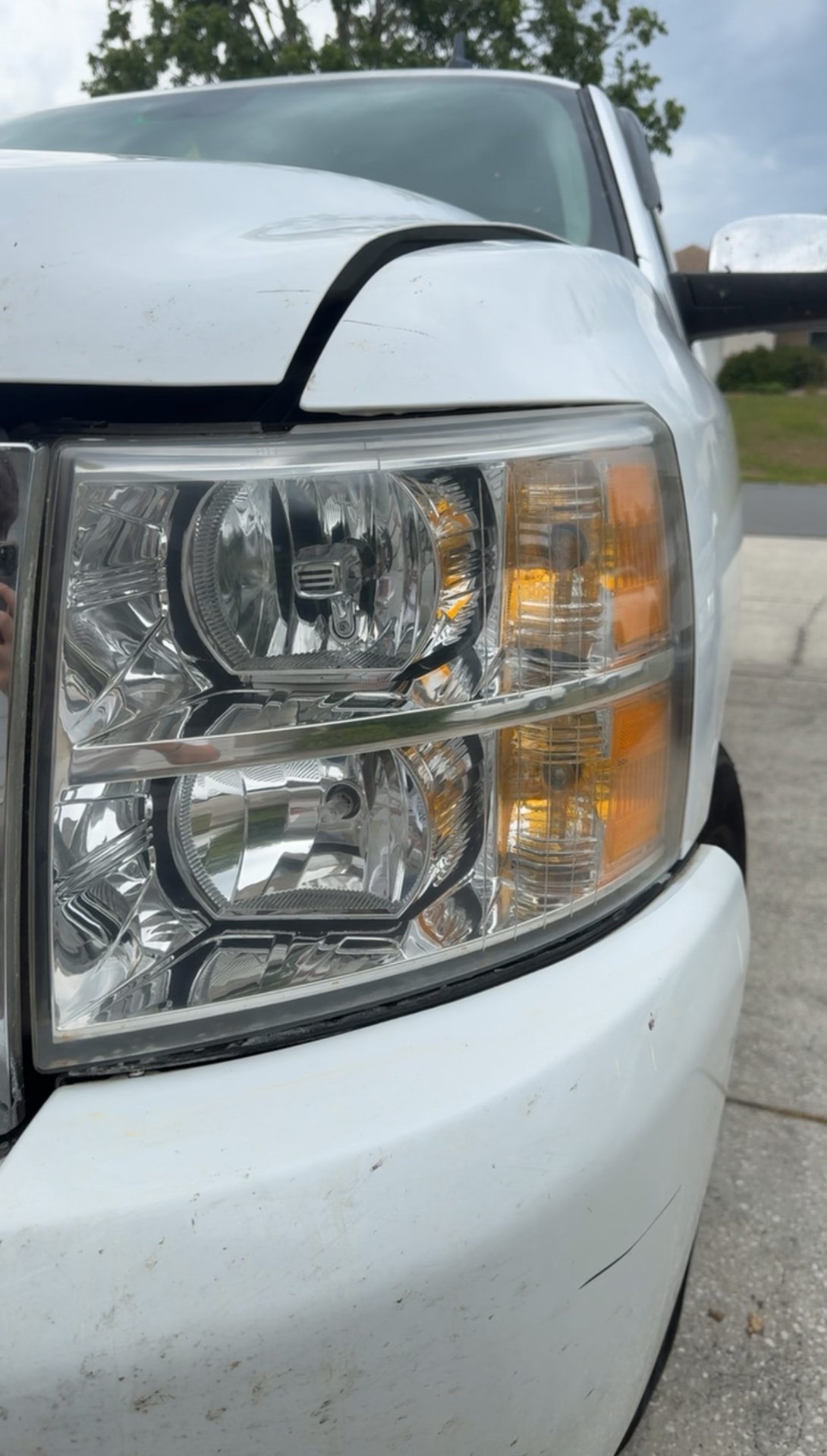 Chevrolet Silverado headlight fully clear after Crystal Clear headlight restoration in Citrus County FL